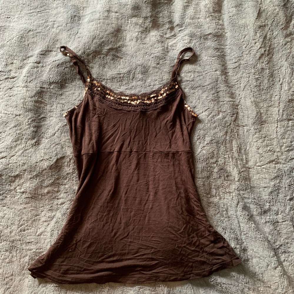 Mercer & Madison Brown Embellished Fitted Camisole